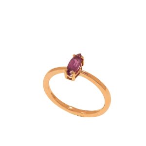 anelli di fidanzamento particolari in oro e pietre preziose naturali rubino navette - DotB Jewels