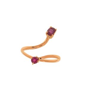Anello serpente in oro rosa e rubini rossi