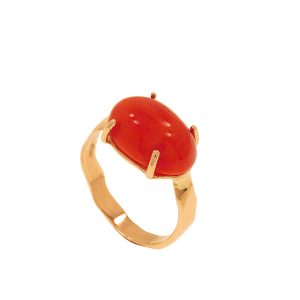 Anello in oro rosa 9K con corallo ovale