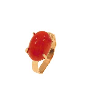 Anello in oro rosa 9K con corallo ovale