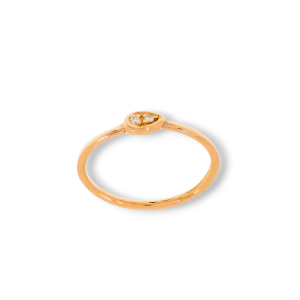 Anello goccia in oro rosa 9k con diamanti
