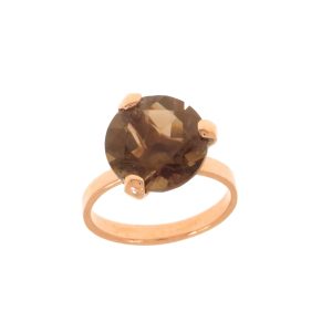 Anello Tutto Tondo cocktail in oro rosa 9k con citrino fumo