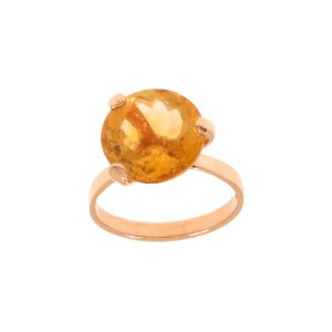 Anello Tutto Tondo cocktail in oro rosa 9k con citrino