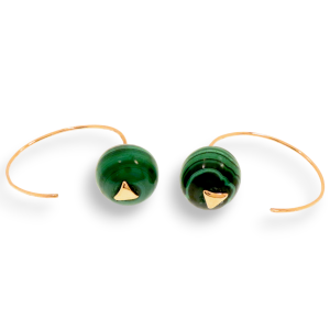 Orecchini Tutto Tondo in oro rosa 9k con malachite