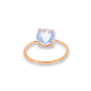 Anello Tutto Tondo in oro rosa 9k con topazio azzurro