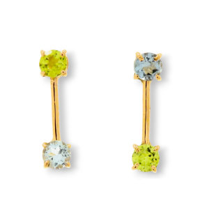 Orecchini in oro rosa 9K con topazio azzurro e peridoto