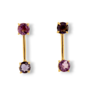Orecchini in oro rosa 9K con iolite e ametista