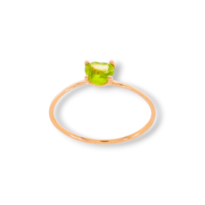 Anello in oro rosa 9K con peridoto taglio cuore