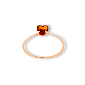 Anello in oro rosa 9K con citrino taglio cuore