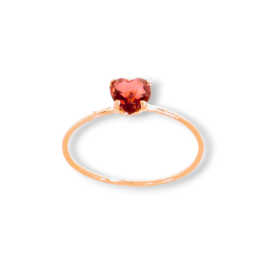 Anello in oro rosa 9K con tormalina rosa taglio cuore