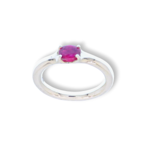 Anello in oro bianco con rubino rosso naturale - DotB Jewels