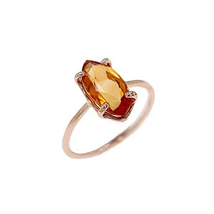 Anello in oro rosa 9K con citrino taglio navette