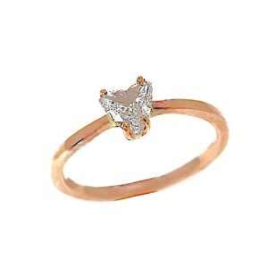 Anelli di fidanzamento particolari in oro rosa con diamante naturale taglio cuore