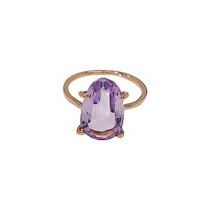 Anello in oro rosa 9K con ametista ovale