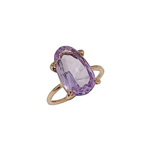 Anello in oro rosa 9K con ametista ovale