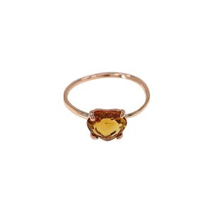Anello in oro rosa 9K con citrino taglio antico