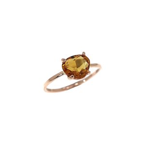Anello in oro rosa 9K con citrino taglio antico