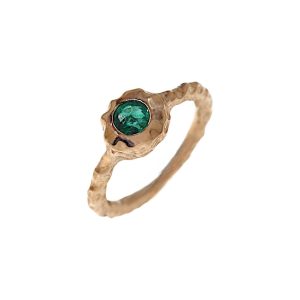 Anello in oro rosa 9k con smeraldo verde naturale rotondo