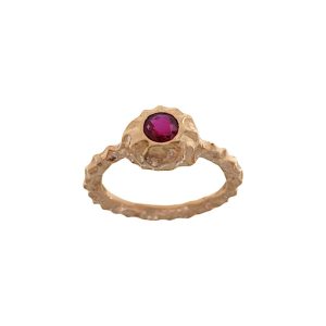 Anello in oro rosa con rubino rosso naturale rotondo - DotB Jewels