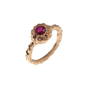 Anello in oro rosa con rubino rosso naturale rotondo - DotB Jewels