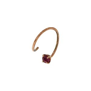 Orecchino cerchio singolo in oro rosa 9k con rubino