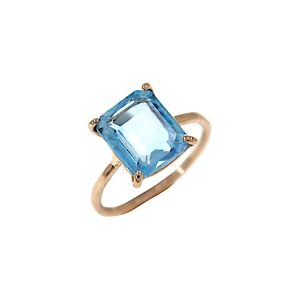 Anello in oro rosa 9K con topazio azzurro taglio smeraldo