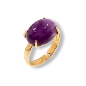 Anello in oro rosa 9K con ametista viola
