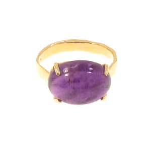 Anello in oro rosa 9K con ametista viola