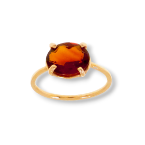 Anello in oro rosa 9K con granato rosso