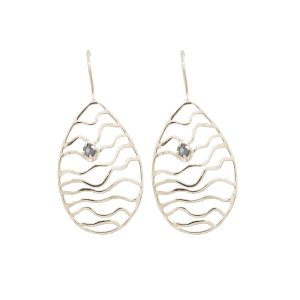 Orecchini Ispirazioni 925 in argento con zaffiro modello waves goccia