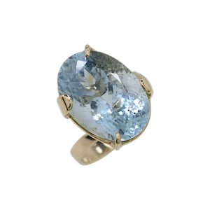 Anello Unici in oro giallo 9K con acquamarina ovale
