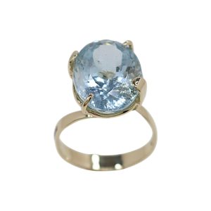 Anello Unici in oro giallo 9K con acquamarina ovale
