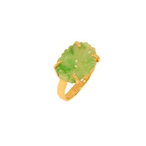 Anello in oro rosa 9K con giada ovale