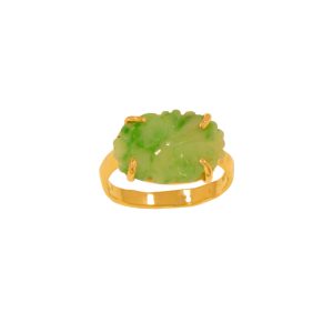 Anello in oro rosa 9K con giada ovale