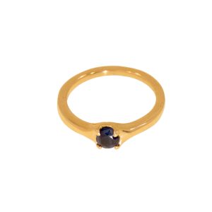 Anello in oro rosa 9k con zaffiro blu