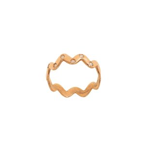 Anello zig zag in oro rosa 9K con diamanti