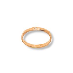 Anello martellato in oro rosa 9k con diamante