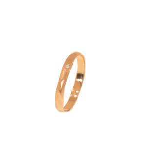 Anello martellato in oro rosa 9k con diamante