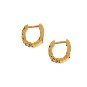 Orecchini a cerchio in oro rosa 9k con diamanti