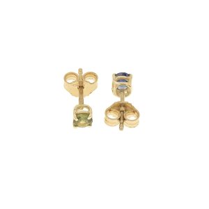 Orecchini in oro bianco 9k con zaffiro blu e verde