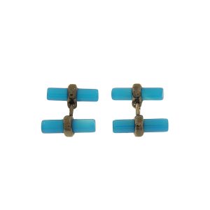 Gemelli VOMO in oro nero 9k con agata blu