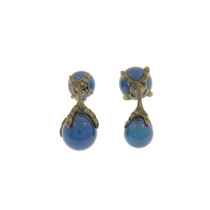 Gemelli VOMO in oro nero 9k artiglio di aquila con agata blu