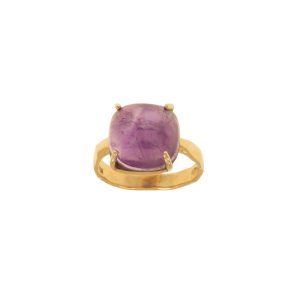 Anello in oro rosa 9K con ametista quadrata