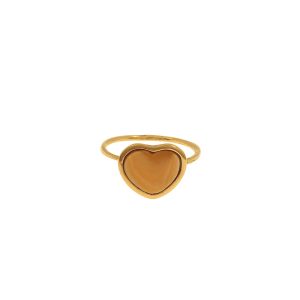 Anello in oro rosa 9K con cuore di corallo