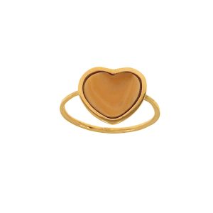 Anello in oro rosa 9K con cuore di corallo