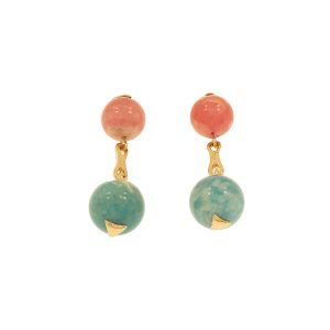 Gemelli VOMO in oro rosa 9k con amazzonite e rodocrosite